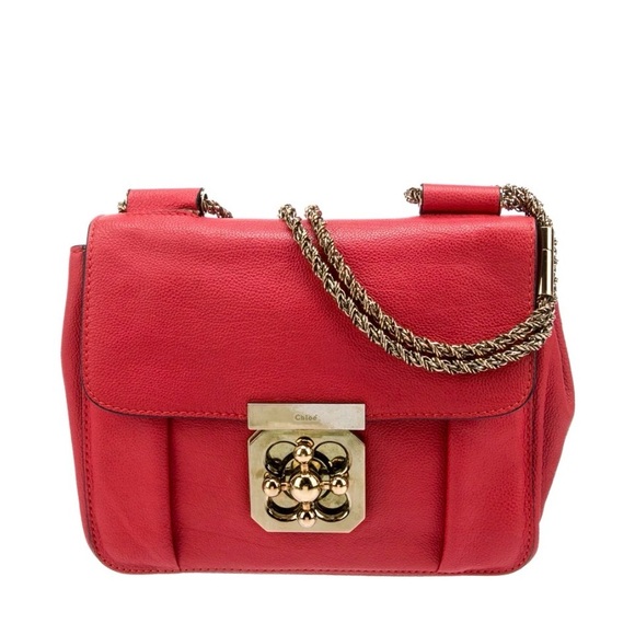 Chloe Handbags - Chloe Red Leather Shoulder Bag with Gold Chain